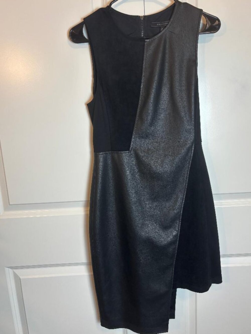 Black Faux Suede & Leather Dress